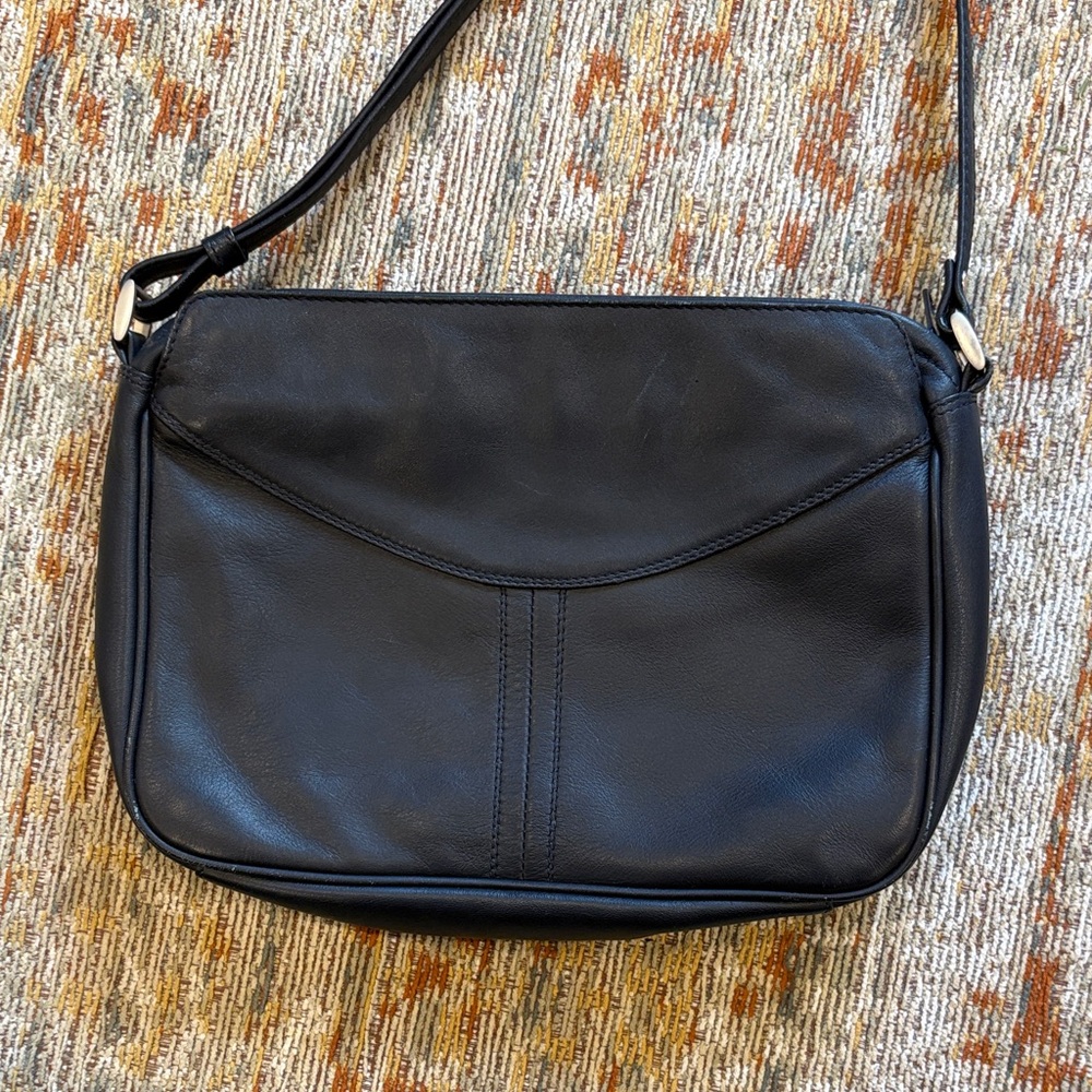 Navy Leather Cross Body Purse